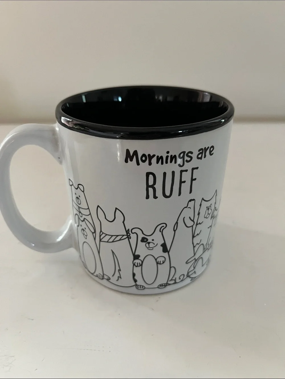 Mornings Are Ruff Black & White Dog Mug  plus Hide n Seek Dog Toy